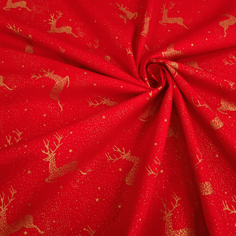 Cotone Natale H 140 cm - CERVI DORATI/ROSSO