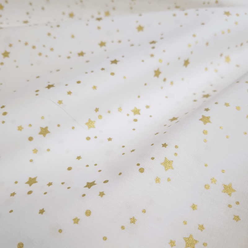 Coton de Noël - POINTS ÉTOILES SUR FOND VERT - coupe minimum ou multiples de 25 x 140 cm