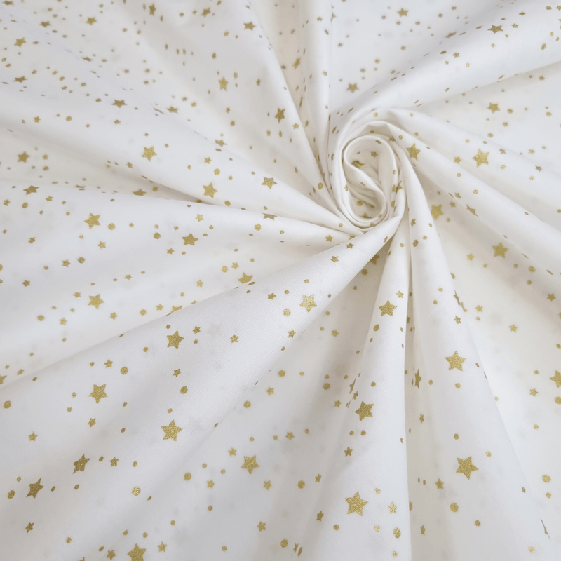 Coton de Noël - POINTS ÉTOILES SUR FOND VERT - coupe minimum ou multiples de 25 x 140 cm