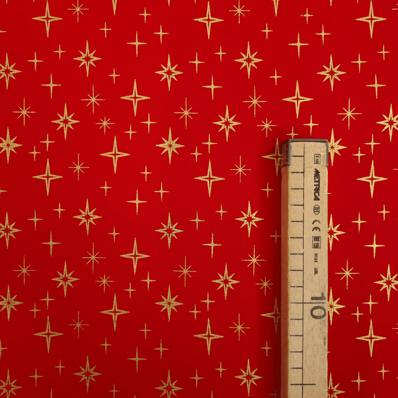 Coton de Noël - POINTS ÉTOILES SUR FOND VERT - coupe minimum ou multiples de 25 x 140 cm