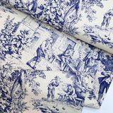 Toile de Jouy-Stoff H 280 cm – BLAU/ECRU