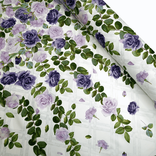 Tessuto con stampa centrale H 160 cm - ROSE VIOLA