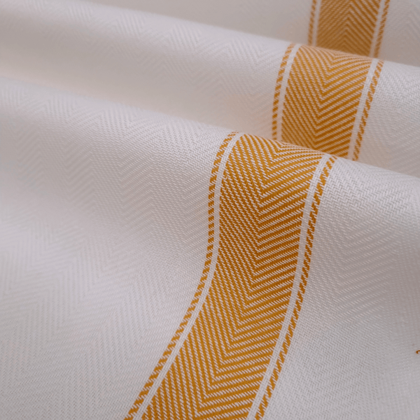 Tissu torchon chevrons H 60 cm - RAYURES BLANCHES JAUNES