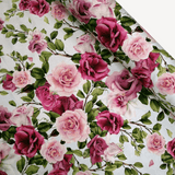 Tissu imprimé central H 160 cm - ROSES ROSE