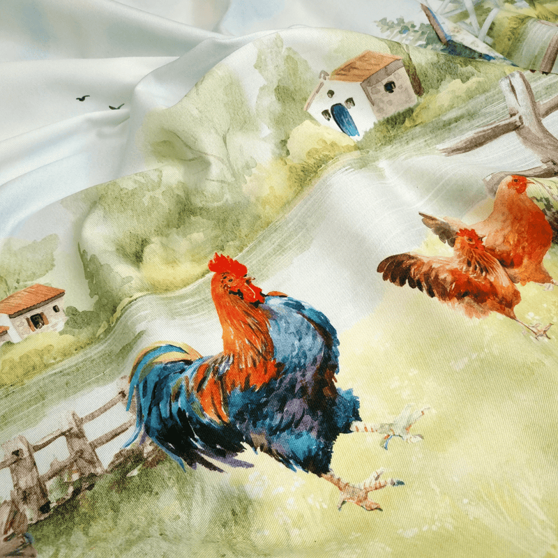 Tissu avec abaissement H 160 cm - POULES À LA CAMPAGNE