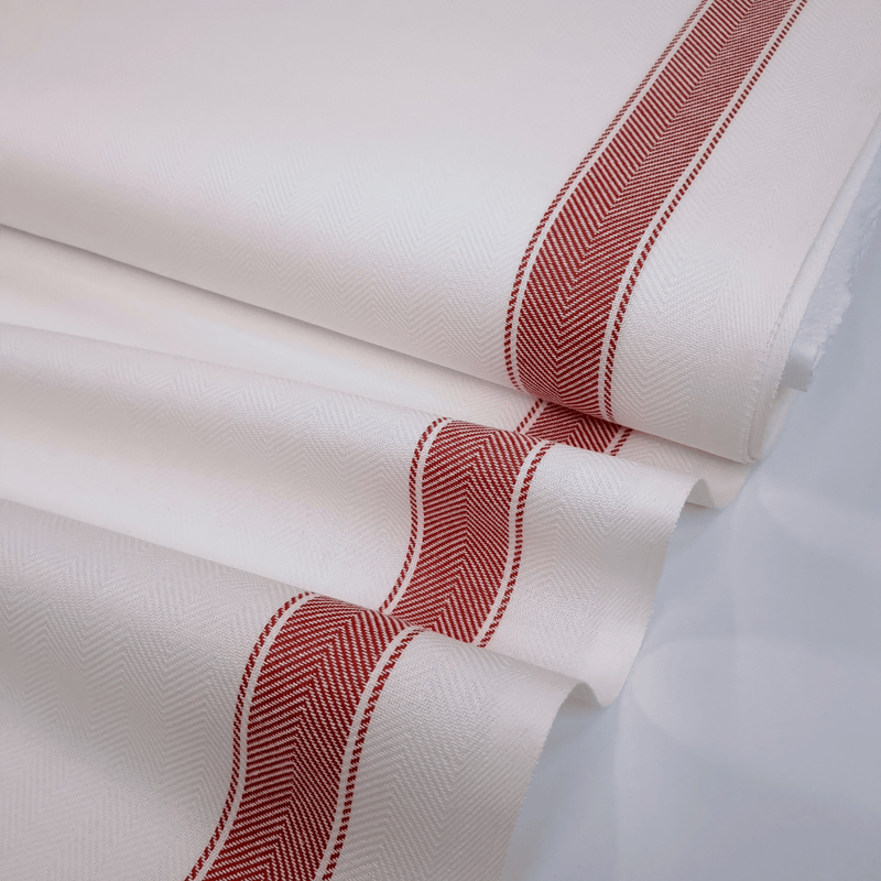 Tissu torchon chevrons H 60 cm - RAYURE ROUGE BLANC