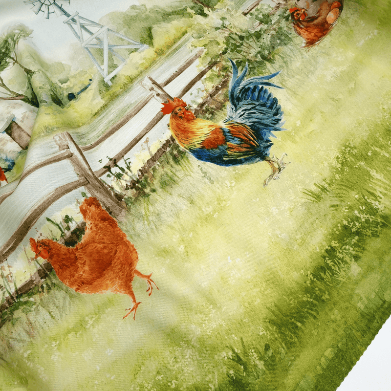 Tissu avec abaissement H 160 cm - POULES À LA CAMPAGNE