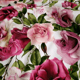 Tissu imprimé central H 160 cm - ROSES ROSE