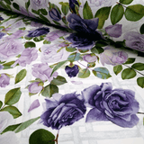 Tessuto con stampa centrale H 160 cm - ROSE VIOLA