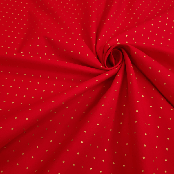 Cotone Natale H140 cm - MINI POIS ORO/ROSSO