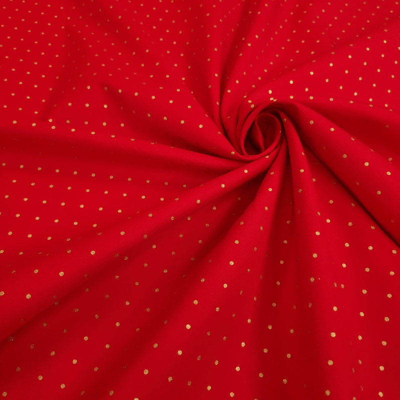 Cotone Natale H140 cm - MINI POIS ORO/ROSSO