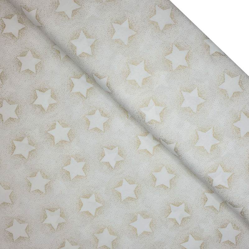 Cotone Natale H 140 cm - STELLE EFFETTO STENCIL/BIANCO LATTE