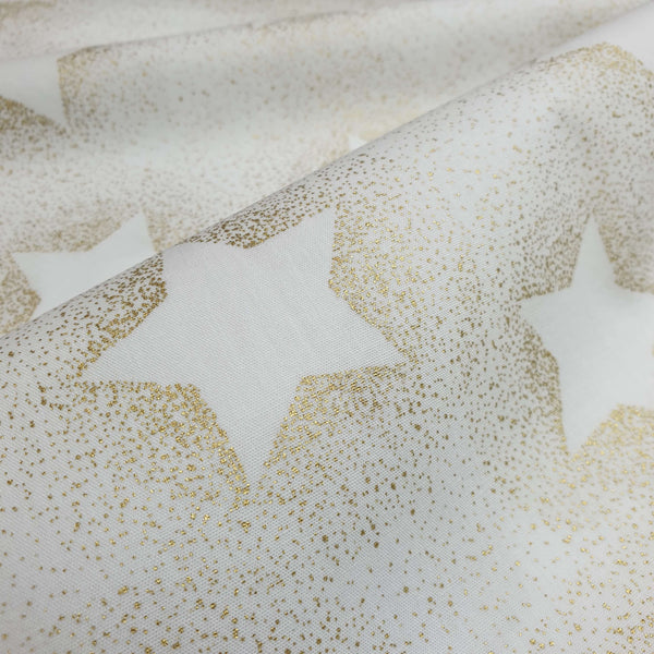 Cotone Natale H 140 cm - STELLE EFFETTO STENCIL/BIANCO LATTE