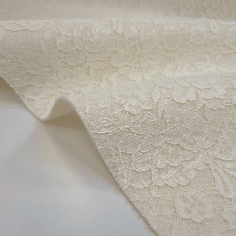 Feutre de Laine LAIT avec DENTELLE LUREX - coupe minimum ou multiples de 25 x 135 cm