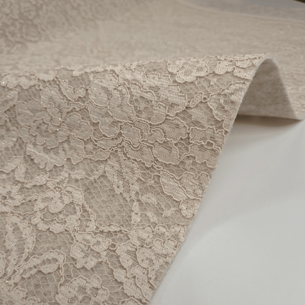 Feutre de Laine LAIT avec DENTELLE LUREX - coupe minimum ou multiples de 25 x 135 cm