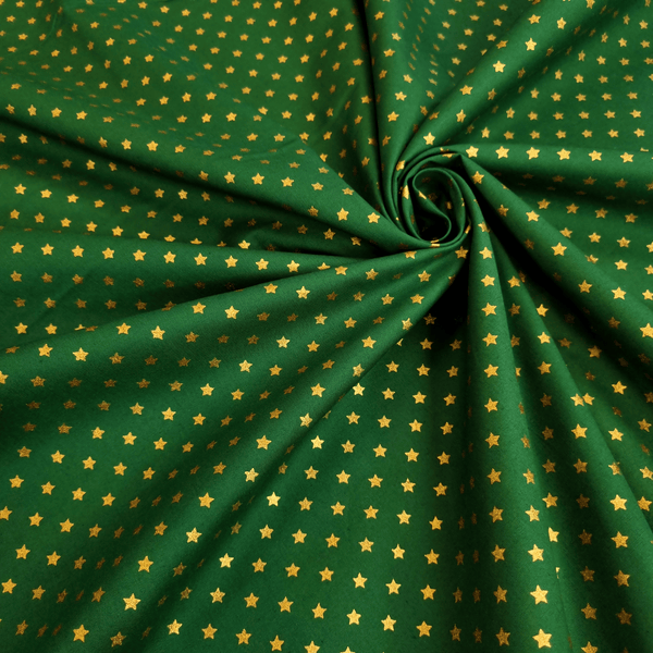 Cotone Natale H 140 cm - STELLE MEDIE ORO/VERDE