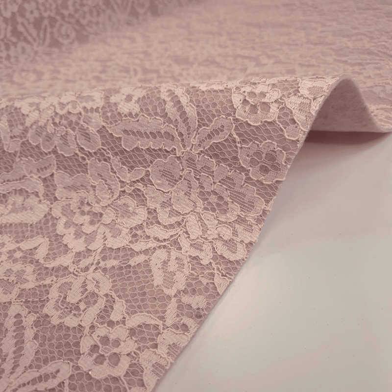 Feutre de Laine ROSE ANTIQUE avec DENTELLE LUREX - coupe minimum ou multiples de 25 x 135 cm