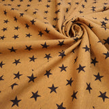 Sweat Brossé - CAMEL/BLACK STARS - coupe minimum ou multiples de 25 x 150 cm