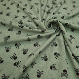 Jersey coton - SKULLS/MELANGE GREEN - coupe minimum ou multiples de 25 x 140 cm