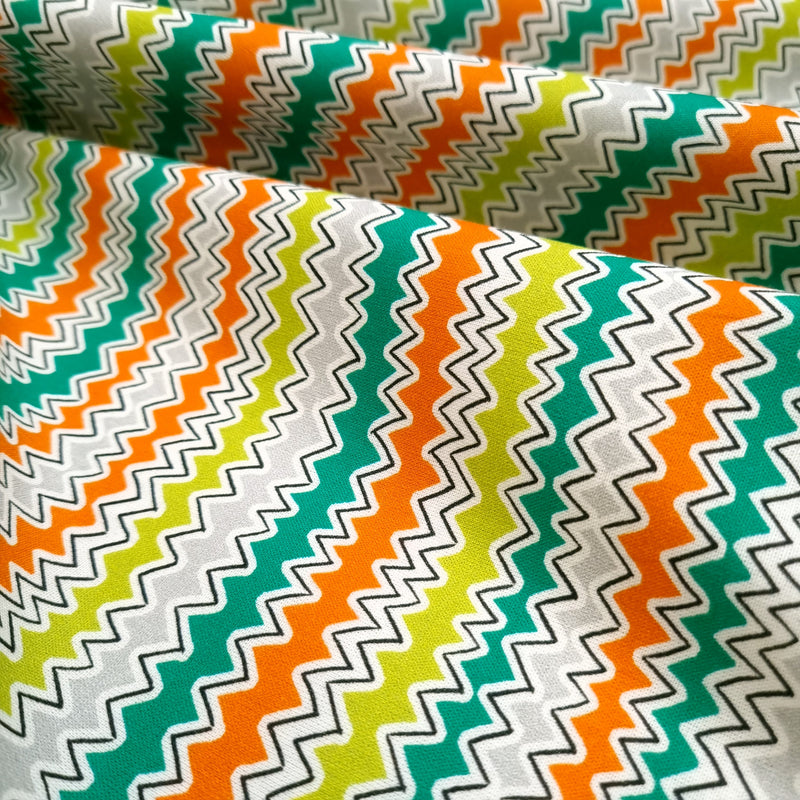 Tissu coton - ZIG-ZAG MULTICOLORE - coupe minimum ou multiples de 25 x 150 cm