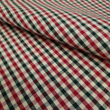 Tessuto cotone tinto in filo H 180 cm - QUADRETTO VERDONE/BORDEAUX