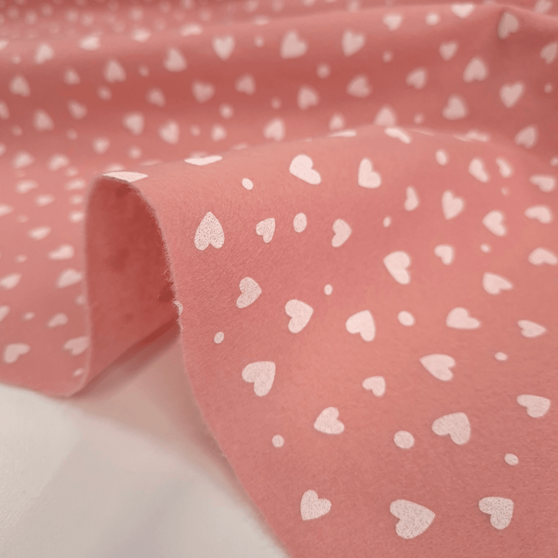 Pannolenci Stampato Little Love H 180 cm - ROSA ANTICO/CUORI BIANCHI