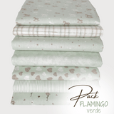 PACK FLAMINGO VERDE - 7 pezzi 98 x 140 cm