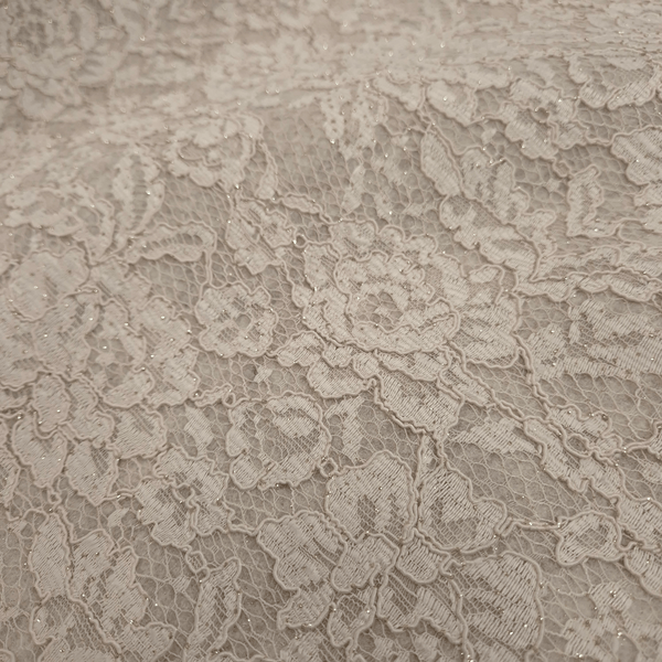 Feutre de Laine LAIT avec DENTELLE LUREX - coupe minimum ou multiples de 25 x 135 cm