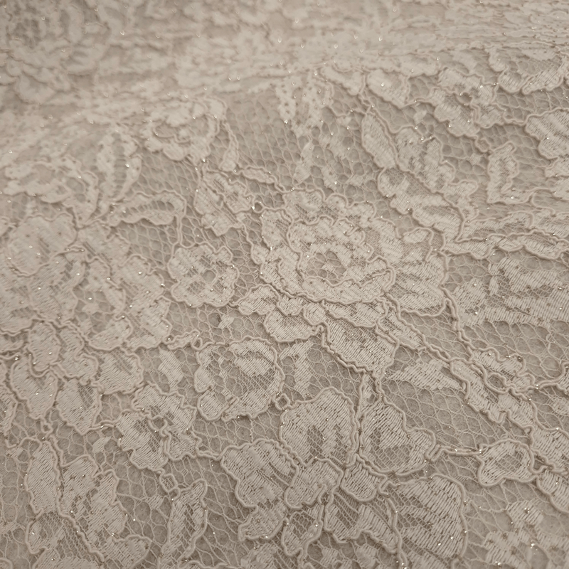 Feutre de Laine LAIT avec DENTELLE LUREX - coupe minimum ou multiples de 25 x 135 cm