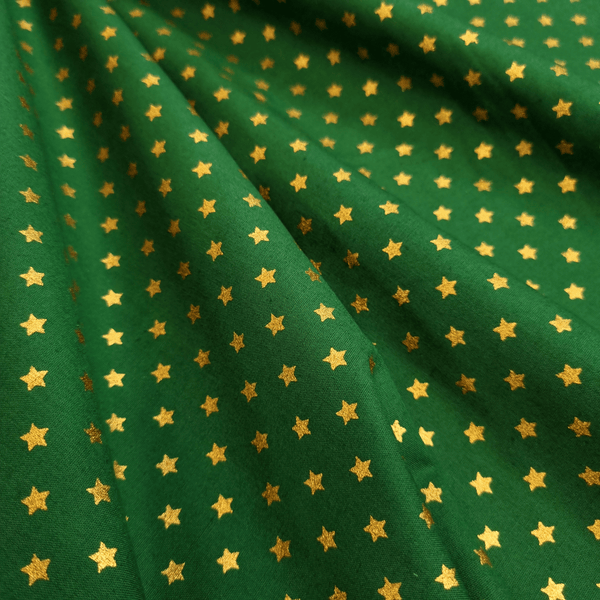 Cotone Natale H 140 cm - STELLE MEDIE ORO/VERDE