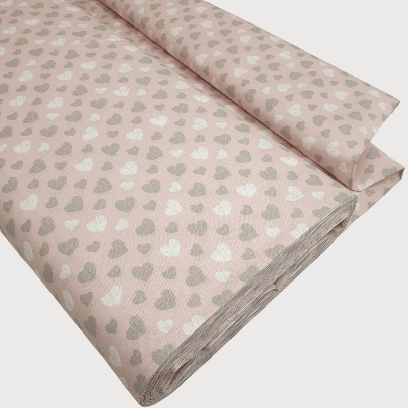 Coton Enfant - COEURS ROSE - coupe minimum ou multiples de 25 x 290 cm