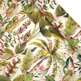 Velours Digital H 140 cm - FEUILLES TROPICALES VARIANTE ROSE &amp; VERTE