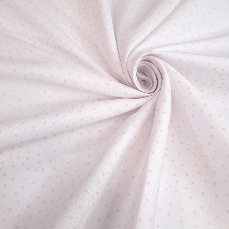 Piquet di Cotone H 150 cm - POIS ROSA FONDO BIANCO