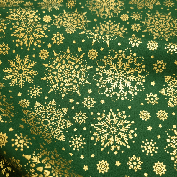 Coton de Noël - POINTS ÉTOILES SUR FOND VERT - coupe minimum ou multiples de 25 x 140 cm