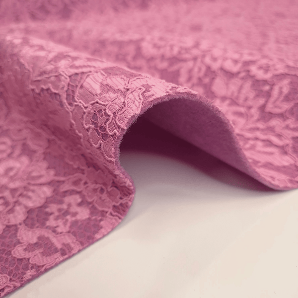 Feutre de laine avec dentelle - ROSE - coupe minimum ou multiples de 25 x 135 cm