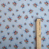 Cotone Americano H 110 cm - BOUQUET DI FIORI/RIGHETTE AZZURRE