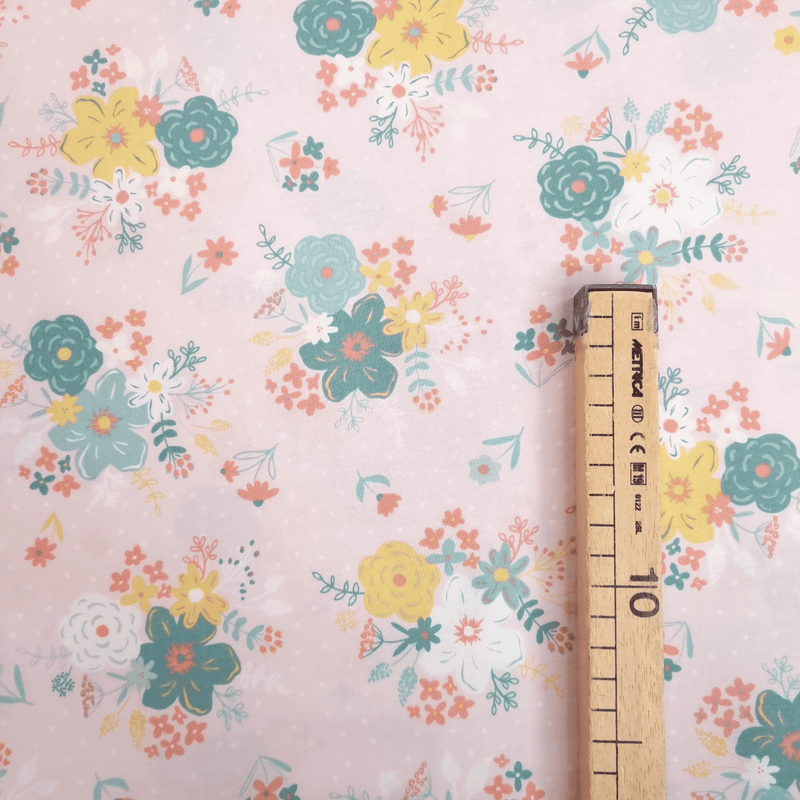 Cotone Americano H 110 cm - BOUQUET DI FIORI/ROSA PASTELLO