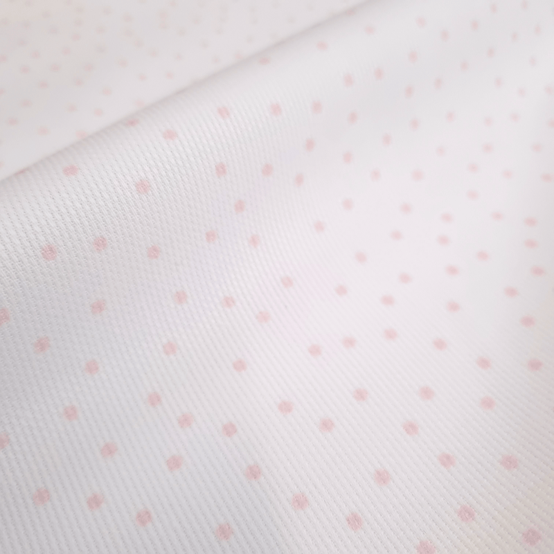 Piquet di Cotone H 150 cm - POIS ROSA FONDO BIANCO