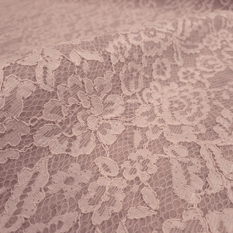 Feutre de Laine ROSE ANTIQUE avec DENTELLE LUREX - coupe minimum ou multiples de 25 x 135 cm