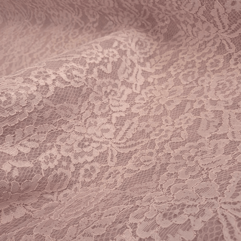 Feutre de Laine ROSE ANTIQUE avec DENTELLE LUREX - coupe minimum ou multiples de 25 x 135 cm