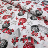 Cotone Americano H 110 cm - PALLINE DI NATALE/GRIGIO E ROSSO