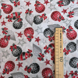 Cotone Americano H 110 cm - PALLINE DI NATALE/GRIGIO E ROSSO