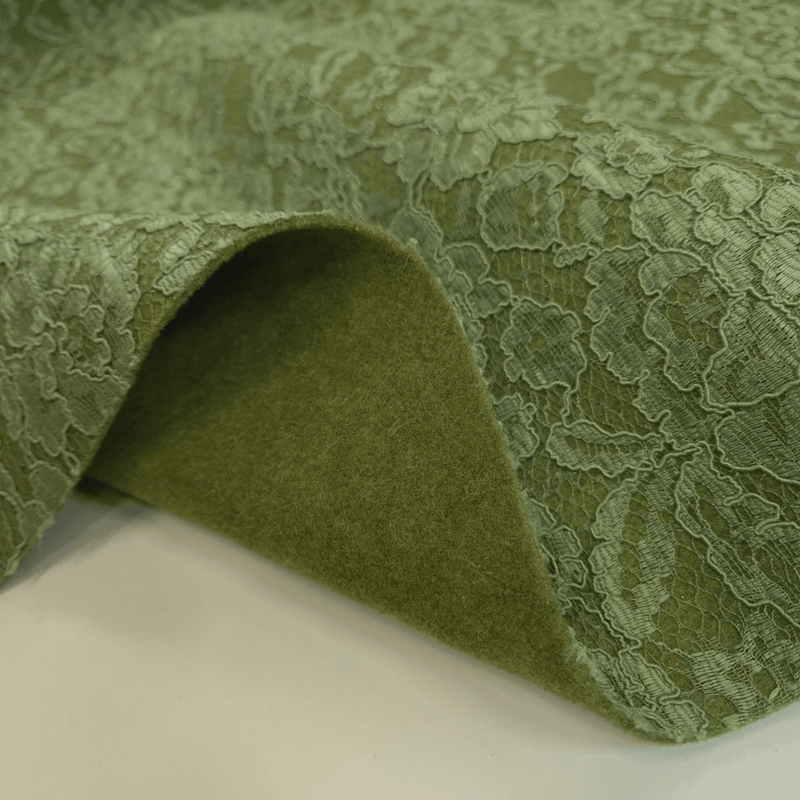 Feltro Lana con Pizzo H 135 cm - VERDE MUSCHIO