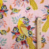 Cotone Americano H 110 cm - UCCELLO TRA I FIORI/ROSA