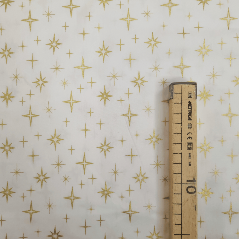 Coton de Noël - POINTS ÉTOILES SUR FOND VERT - coupe minimum ou multiples de 25 x 140 cm