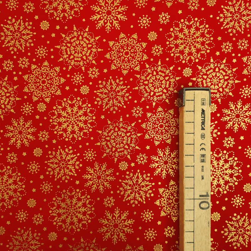 Cotone Natale H 140 cm - FIOCCHI DI NEVE/ROSSO