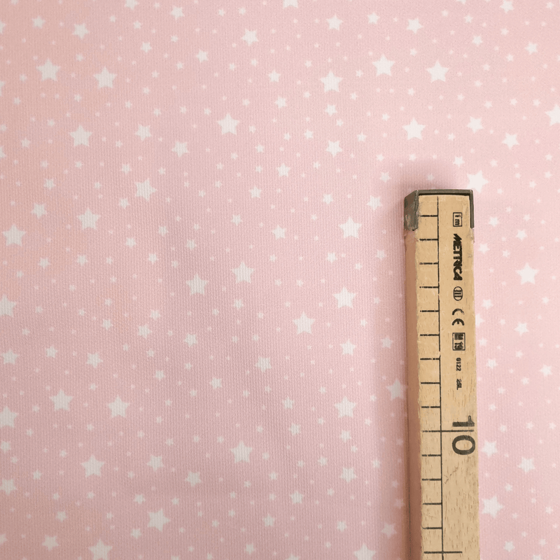 Piquet di Cotone H 150 cm - STELLINE BIANCHE FONDO ROSA