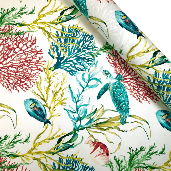 Fonds Digital Coton Panama H 140 cm - CORAL REEF