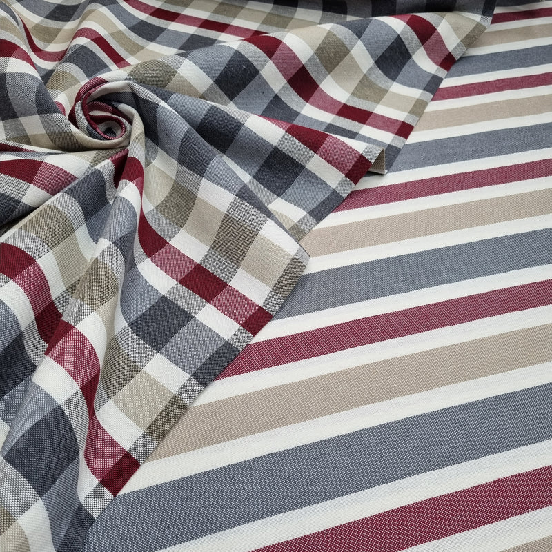 M. Rough Ground Cotton H 280 cm – BORDEAUX/GRAU/BEIGE