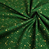 Coton de Noël - POINTS ÉTOILES SUR FOND VERT - coupe minimum ou multiples de 25 x 140 cm